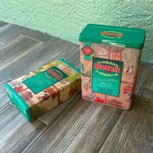 Vintage 💯 Anniversary Red Rose 🌹 tea canister and box
